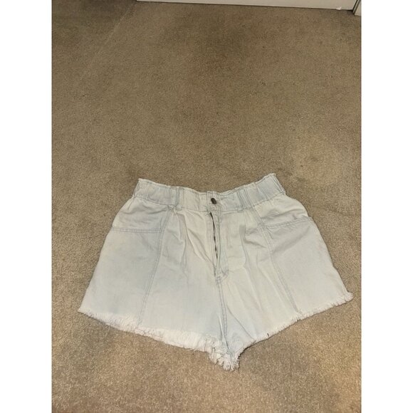 Peach Love California Pants - Peach Love California Women’s Denim Shorts Light Wash High Elastic Waist Size L